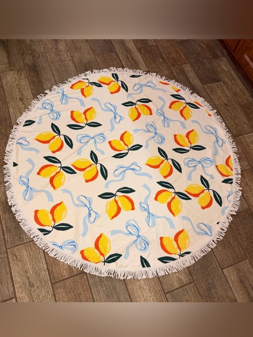 56" Round lemon/ Bow Print
Fringe Beach Towel/ Blanket -
NWOT ( I have 2 )